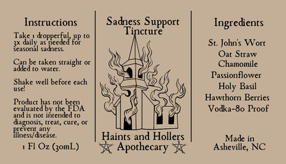 Sadness Support Herbal Tincture • Seasonal/Situational Sadness • 1 oz