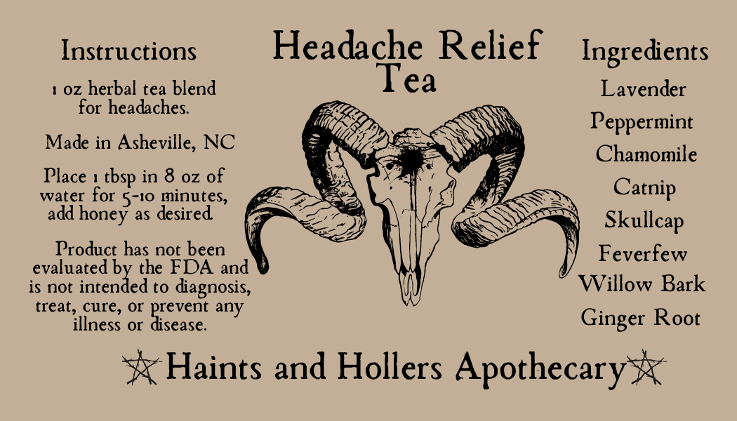 Headache Relief Herbal Tea Blend • Organic Herbs • 1 oz