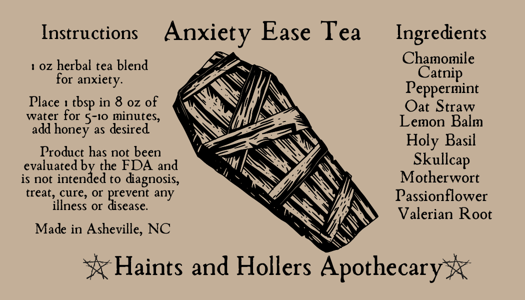 Anxiety-Ease Herbal Tea Blend •  Organic Herbs • 1 oz