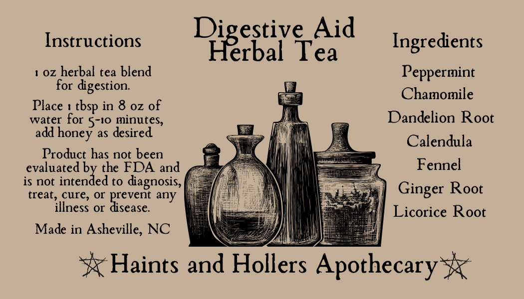 Digestive Aid Herbal Tea Blend • Organic Herbs • 1 oz