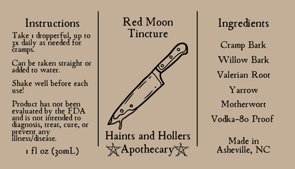 Red Moon Herbal Tincture • Cramp Ease • 1oz