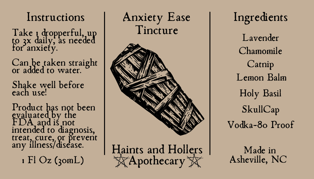 Anxiety Ease Herbal Tincture Blend • Organic Herbs • 1oz