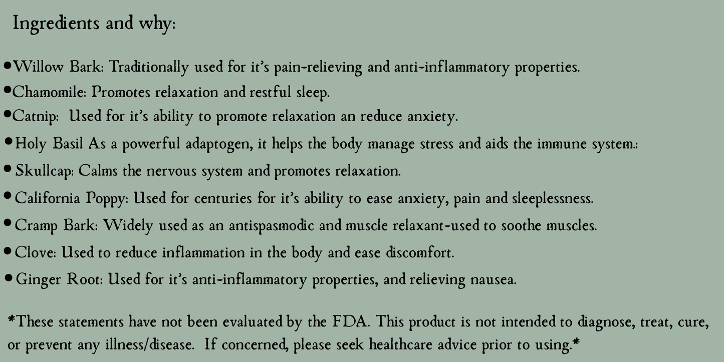 Pain Away Herbal Tea Blend • Organic Herbs • 1 oz