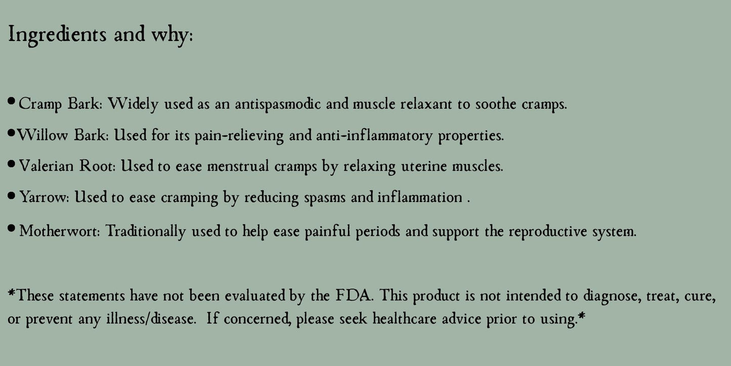 Red Moon Herbal Tincture • Cramp Ease • 1oz