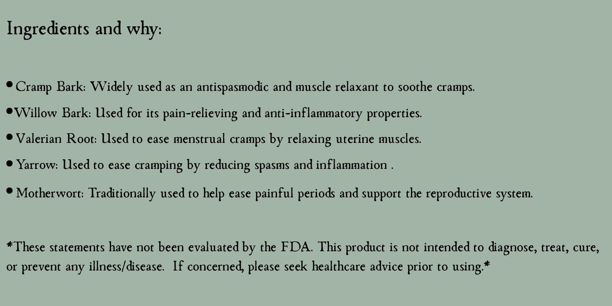 Red Moon Herbal Tincture • Cramp Ease • 1oz