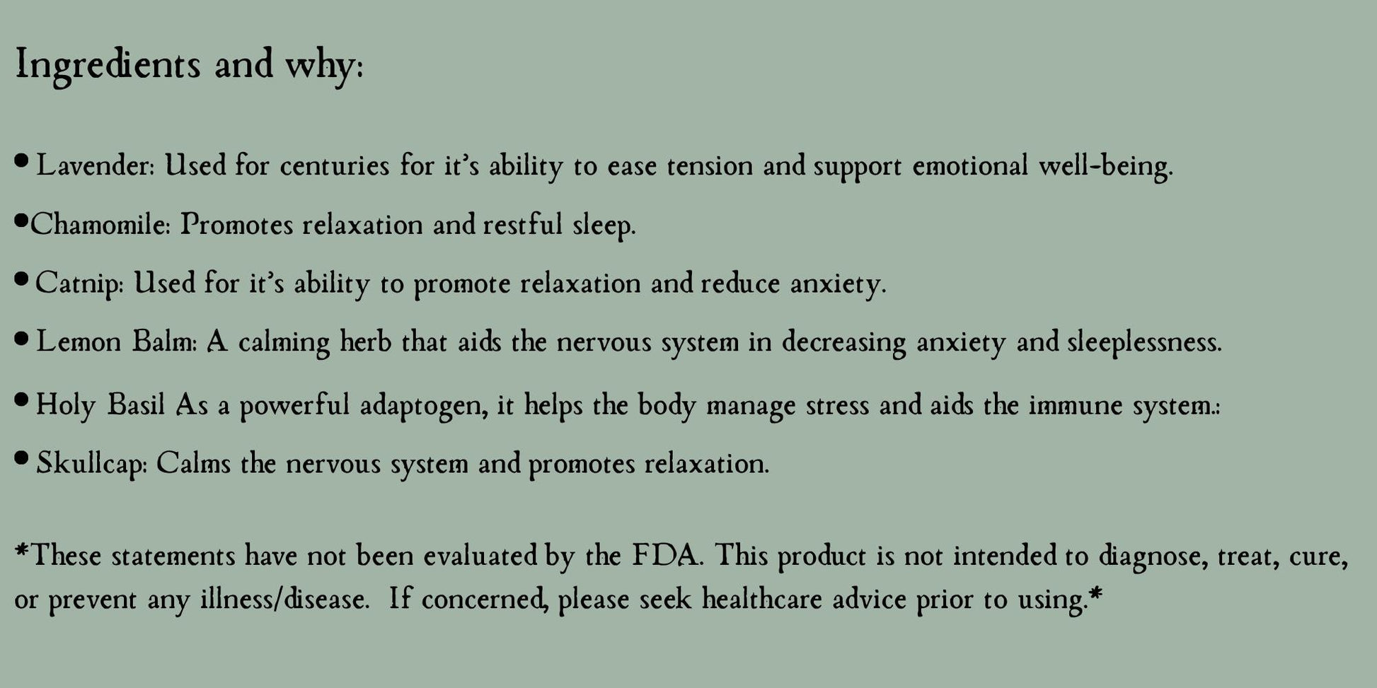 Anxiety Ease Herbal Tincture Blend • Organic Herbs • 1oz