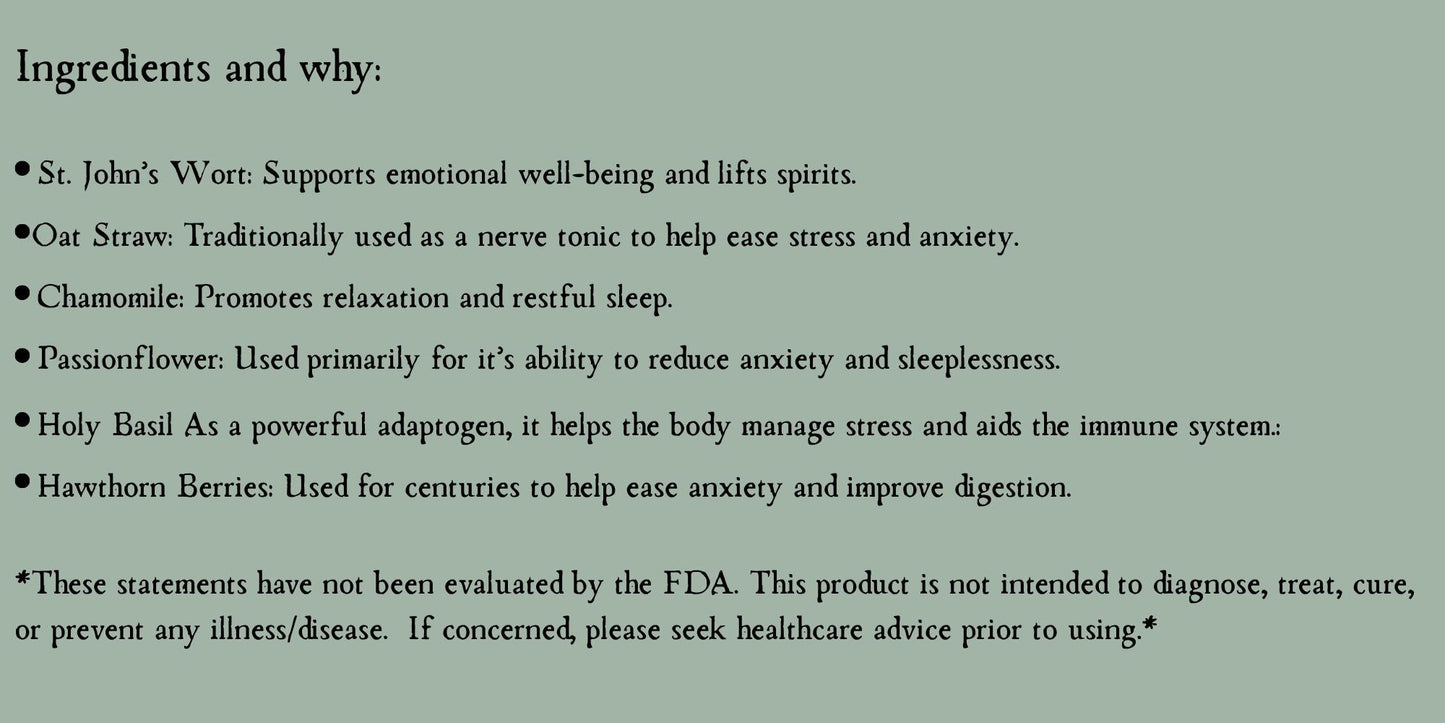 Sadness Support Herbal Tincture • Seasonal/Situational Sadness • 1 oz