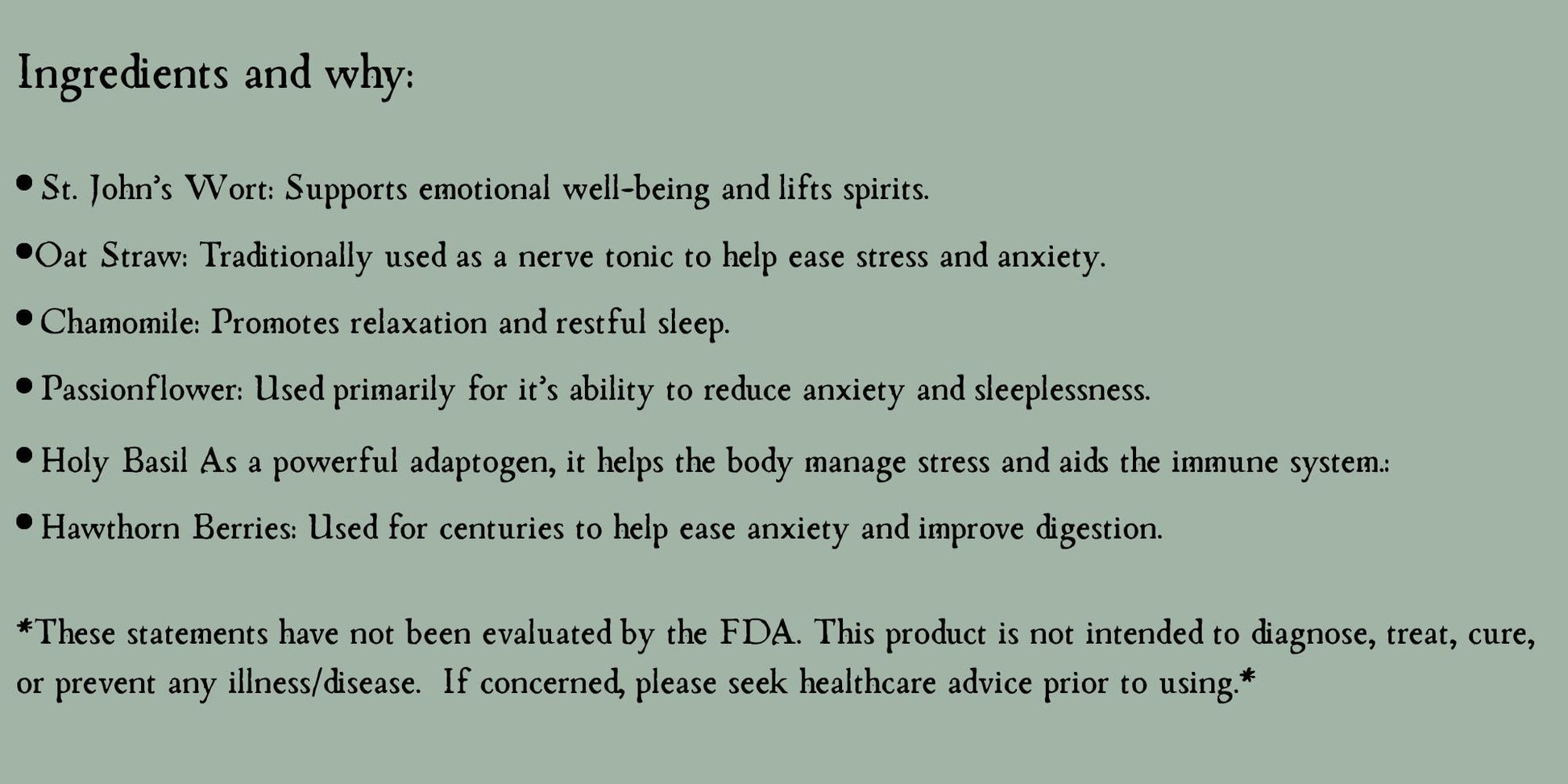 Sadness Support Herbal Tincture • Seasonal/Situational Sadness • 1 oz