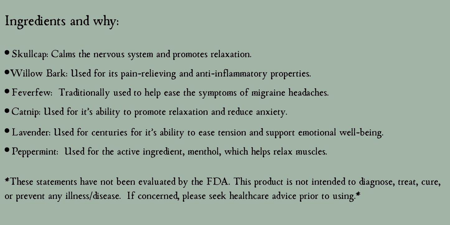 Headache Relief Herbal Tincture • Organic Herbs • 1oz