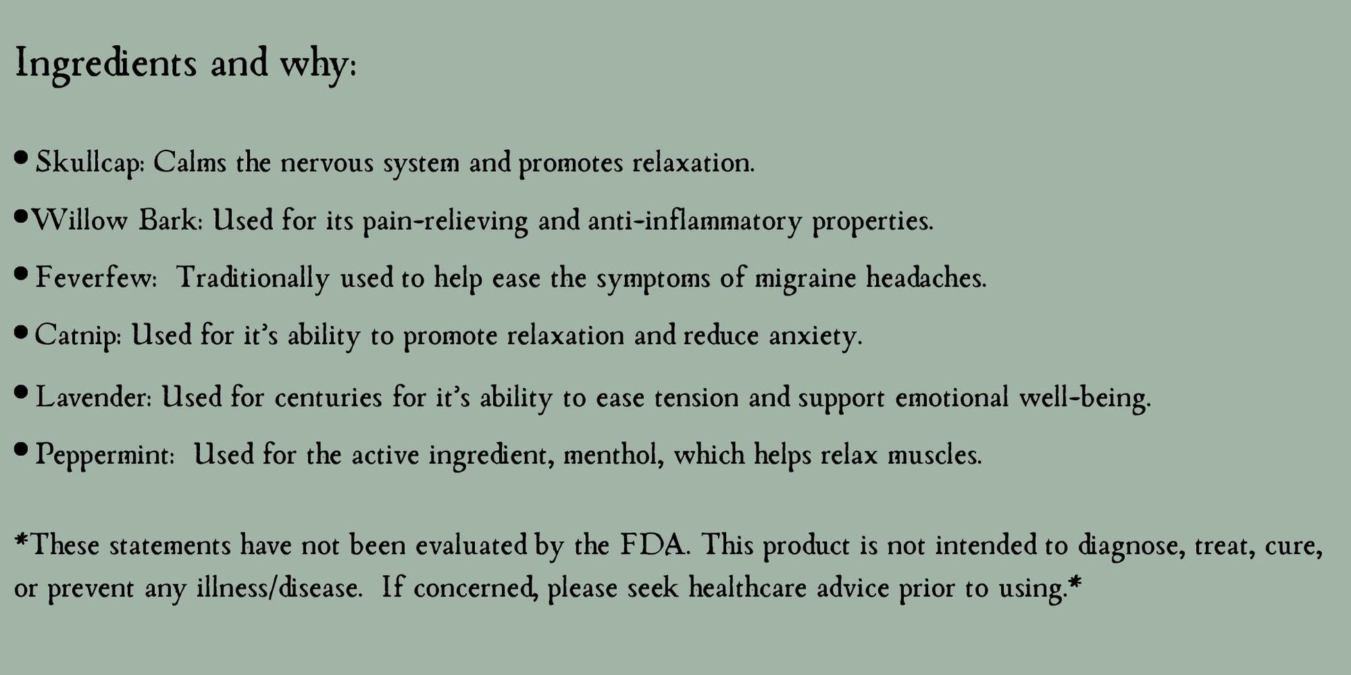 Headache Relief Herbal Tincture • Organic Herbs • 1oz