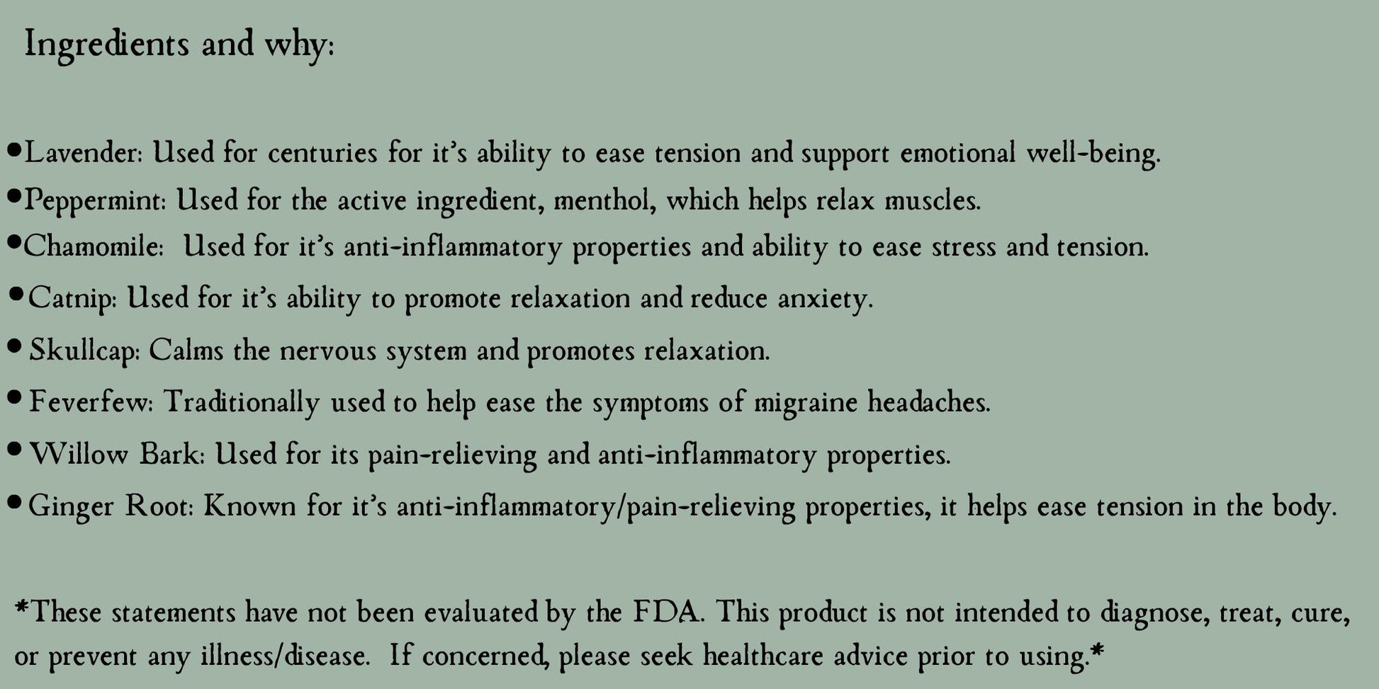 Headache Relief Herbal Tea Blend • Organic Herbs • 1 oz