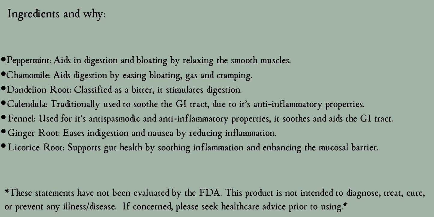 Digestive Aid Herbal Tea Blend • Organic Herbs • 1 oz