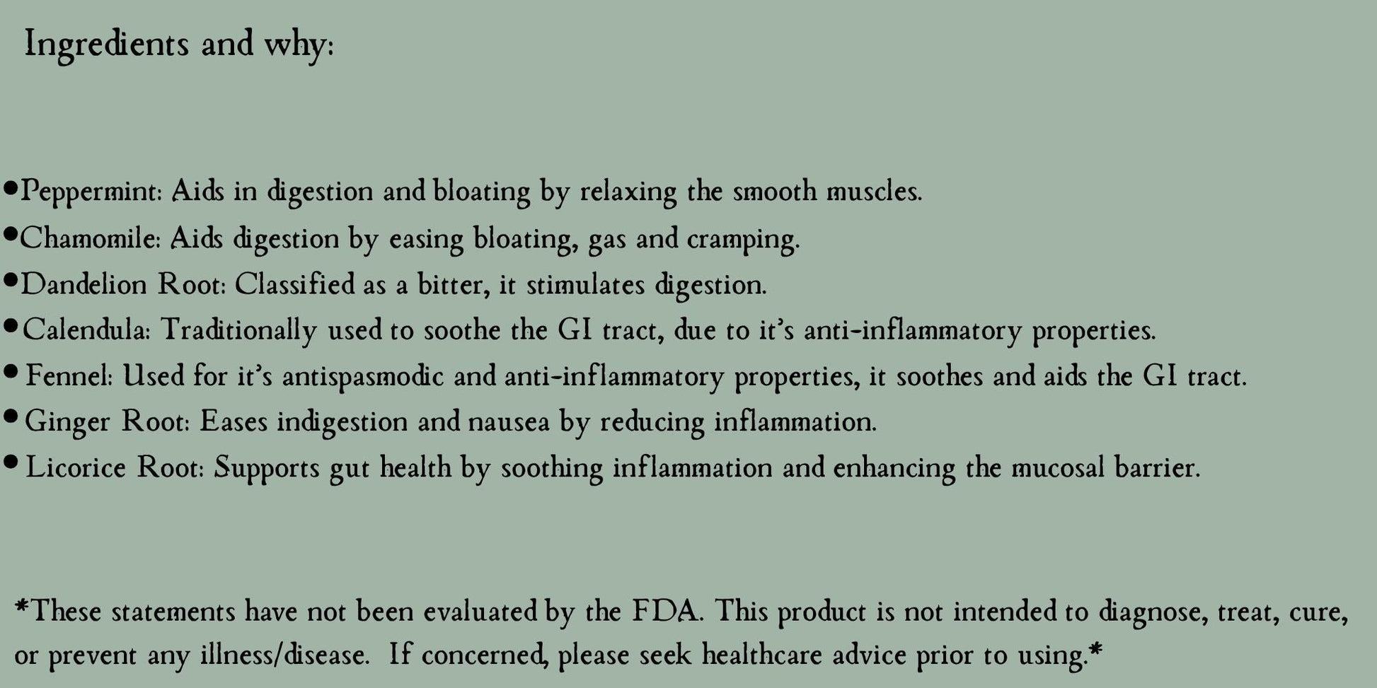 Digestive Aid Herbal Tea Blend • Organic Herbs • 1 oz